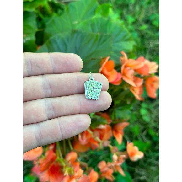 Sterling Silver Admit One Movie Theater Ticket Charm - Picture 1 of 3